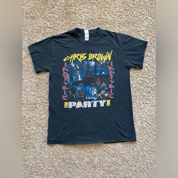 Chris Brown The Party Tour T Shirt Black Cotton Concert Tee Men’s Size MEDIUM - Picture 1 of 8